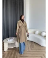 Dökümlü Trençkot - Camel