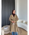 Dökümlü Trençkot - Camel