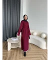 Doray Dantel Detaylı Elbise - Bordo