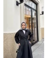Düğmeli Anvelop Elbise - Siyah