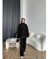 Elenor Düğmeli Triko Takım - Siyah