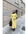 Evsa Mini Gold Düğmeli Elbise - Sarı
