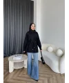Eyla Fermuarlı Hırka - Siyah