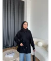 Eyla Fermuarlı Hırka - Siyah