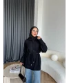 Eyla Fermuarlı Hırka - Siyah