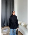 Eyla Fermuarlı Hırka - Siyah