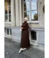 Fitilli Triko Elbise - Kahve