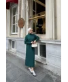 Fitilli Triko Elbise - Zümrüt Yeşili