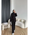 Gold Düğmeli 3 İplik Takım - Siyah