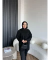 Gülsy Kol Detay Simli Triko Kazak - Siyah