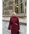 Işıl Örgü Triko Elbise - Bordo