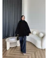 Kapşonlu Simli Hırka - Siyah