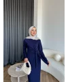 Kelsi Bağlamalı Elbise - Lacivert