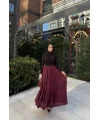 Kırışık Etek - Bordo