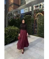 Kırışık Etek - Bordo