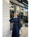 Ladin Kemerli Elbise - Lacivert