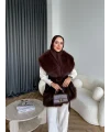 Lakas Yaka Ve Alt Kısmı Kürk Detaylı Yelek - Acı Kahve