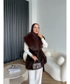 Lakas Yaka Ve Alt Kısmı Kürk Detaylı Yelek - Acı Kahve