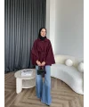 Laylan Ön Gold Düğmeli Panço - Bordo