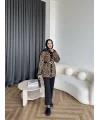 Leopar Gold Düğmeli Hırka