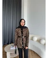 Leopar Gold Düğmeli Hırka
