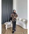 Leopar Gold Düğmeli Hırka