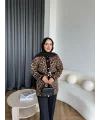 Leopar Gold Düğmeli Hırka