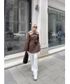 Lezya Yaka Detay Ceket - Acı Kahve