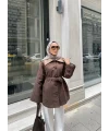 Lezya Yaka Detay Ceket - Acı Kahve