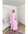Linen Elbise - Pembe