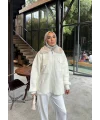 Loris Kürk Detaylı Triko Kap - Ekru