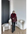 Marlo Kürk Detaylı Mont - Bordo