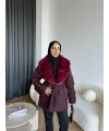 Marlo Kürk Detaylı Mont - Bordo