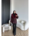 Marlo Kürk Detaylı Mont - Bordo