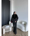 Marlo Kürk Detaylı Mont - Siyah