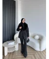 Marlo Kürk Detaylı Mont - Siyah
