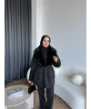 Marlo Kürk Detaylı Mont - Siyah