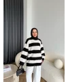 Mb-Eso Çizgili Triko Kazak - Siyah