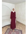 Meslen Şifon Elbise - Bordo