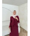 Meslen Şifon Elbise - Bordo