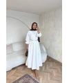 Milsa Lastikli Elbise - Beyaz