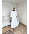 Milsa Lastikli Elbise - Beyaz