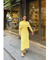 Nes Yaka Triko Elbise - Sarı