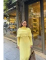 Nes Yaka Triko Elbise - Sarı