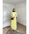 Noir Keten Elbise - Sarı
