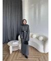 Nurs Örgü Detaylı Elbise - Gri