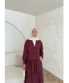 Pera Detaylı Elbise - Bordo