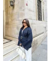 Peren Kemer Detaylı Kot Ceket - Mavi