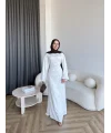 Pln- Aslıhan Saten Elbise - Beyaz