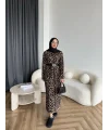 Pls Leopar Elbise - Koyu